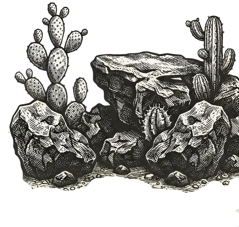 Rocas volcánicas y cactus de Galápagos